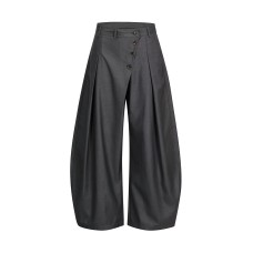 High-End Drapey Casual Loose Streetwear Wide-Leg Pants with Button Closure High-End Drapey Casual Loose Streetwear Wide-Leg Pants with Button Closure