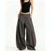 High-End Drapey Casual Loose Streetwear Wide-Leg Pants with Button Closure