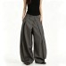 High-End Drapey Casual Loose Streetwear Wide-Leg Pants with Button Closure