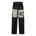 Color blocked leopard print pocket workwear jeans