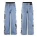 Fake two color blocked denim pants