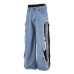 Fake two color blocked denim pants