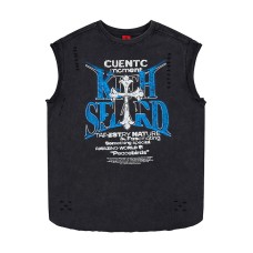 Cross letter wide shoulder vest