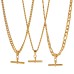 Hip Hop Punk Stainless Steel T-Bar Pendant Fried Dough Twists Chain Cuban Chain Necklace
