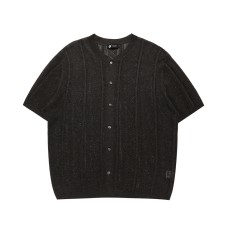 Solid color jacquard hollow knitted short sleeved shirt Solid color jacquard hollow knitted short sleeved shirt