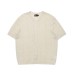 Solid color jacquard hollow knitted short sleeved shirt