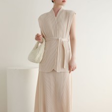 High-end Pleated French Loose Elegant Casual Sleeveless Tie-Outwear High-end Pleated French Loose Elegant Casual Sleeveless Tie-Outwear