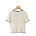 Lace Crochet Colorblock Round Neck Bow Knit Top