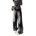 Retro Dark Style Raw Hem Washed High Street Wide Leg Straight Pants