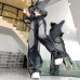 Retro Dark Style Raw Hem Washed High Street Wide Leg Straight Pants