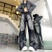 Retro Dark Style Raw Hem Washed High Street Wide Leg Straight Pants