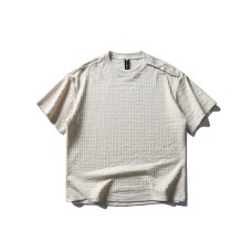Stripe Textured Knit Short Sleeve Men's Casual Loose Top Stripe Textured Knit Short Sleeve Men's Casual Loose Top