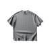 Stripe Textured Knit Short Sleeve Men's Casual Loose Top