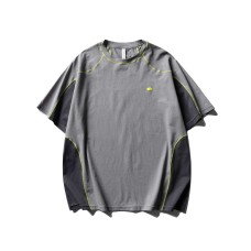 Color-Blocked Patchwork Design Short Sleeve for Men and Women
