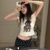 Women's dog print polka dot regular shoulder top