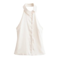 Hot girl flip neck hanging collar sleeveless top Hot girl flip neck hanging collar sleeveless top