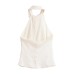 Hot girl flip neck hanging collar sleeveless top