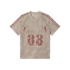 Color blocking numbers stars letters printed mesh short sleeves