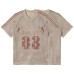 Color blocking numbers stars letters printed mesh short sleeves Color blocking numbers stars letters printed mesh short sleeves