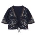 Spicy Girl Flower Embroidered Loose Short Top