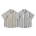 Striped Pocket Spliced Loose Short Sleeve Work Shirt Striped Pocket Spliced Loose Short Sleeve Work Shirt