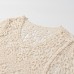 Knitted Crop Top for Women, Hollow-Out Design, Loose Long Sleeve,