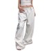 Street Style Pattern Print Detachable Ribbon Multi-Wear Wide Leg Pants