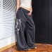 Street Style Pattern Print Detachable Ribbon Multi-Wear Wide Leg Pants