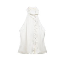 Silk textured flip top with neck hanging collar Silk textured flip top with neck hanging collar