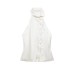 Silk textured flip top with neck hanging collar Silk textured flip top with neck hanging collar