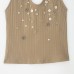 Pure desire style buckle embellished ribbed top