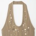 Pure desire style buckle embellished ribbed top