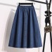 Summer New Buttoned Elastic Street Style Water Blue Student Denim Skirt Uniform Midi Skirt Summer New Buttoned Elastic Street Style Water Blue Student Denim Skirt Uniform Midi Skirt