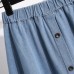 Summer New Buttoned Elastic Street Style Water Blue Student Denim Skirt Uniform Midi Skirt Summer New Buttoned Elastic Street Style Water Blue Student Denim Skirt Uniform Midi Skirt