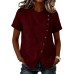 Solid color cross round neck short sleeved loose irregular top