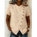 Solid color cross round neck short sleeved loose irregular top