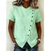 Solid color cross round neck short sleeved loose irregular top