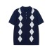 Diamond Jacquard Casual Commute Knit Polo Short Sleeve Men