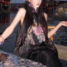 Chinese Style New Summer Silk Peony Embroidered Four-Piece Set for Women