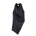 Asymmetric silk texture hanging neck sleeveless top