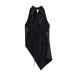 Asymmetric silk texture hanging neck sleeveless top