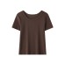 Shoulder round neck solid color slim fit top