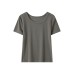 Shoulder round neck solid color slim fit top