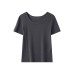 Shoulder round neck solid color slim fit top