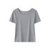 Shoulder round neck solid color slim fit top