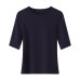 Color Round Neck Mid-Sleeve Crop Top with U-Neck and Waist-Cinching Short Sleeve Top