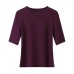 Color Round Neck Mid-Sleeve Crop Top with U-Neck and Waist-Cinching Short Sleeve Top