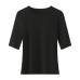 Color Round Neck Mid-Sleeve Crop Top with U-Neck and Waist-Cinching Short Sleeve Top