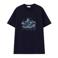 Embroidered printed round neck short sleeved top for women Embroidered printed round neck short sleeved top for women