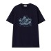 Embroidered printed round neck short sleeved top for women